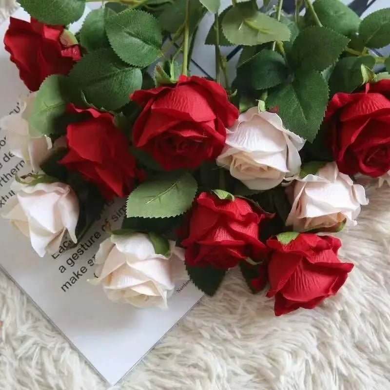 Sztuczna Róża Dekoracyjna z Aksamitnymi Płatkami do Wnętrz 51 cm