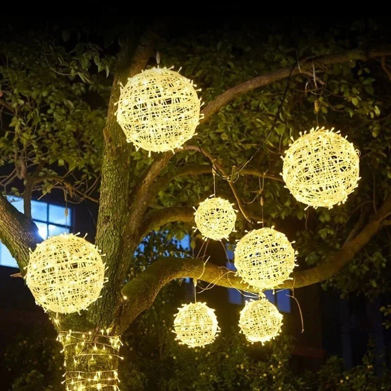 Kula LED z Wzorem Rattanowym do Tarasu, Balkonu i Ogrodu