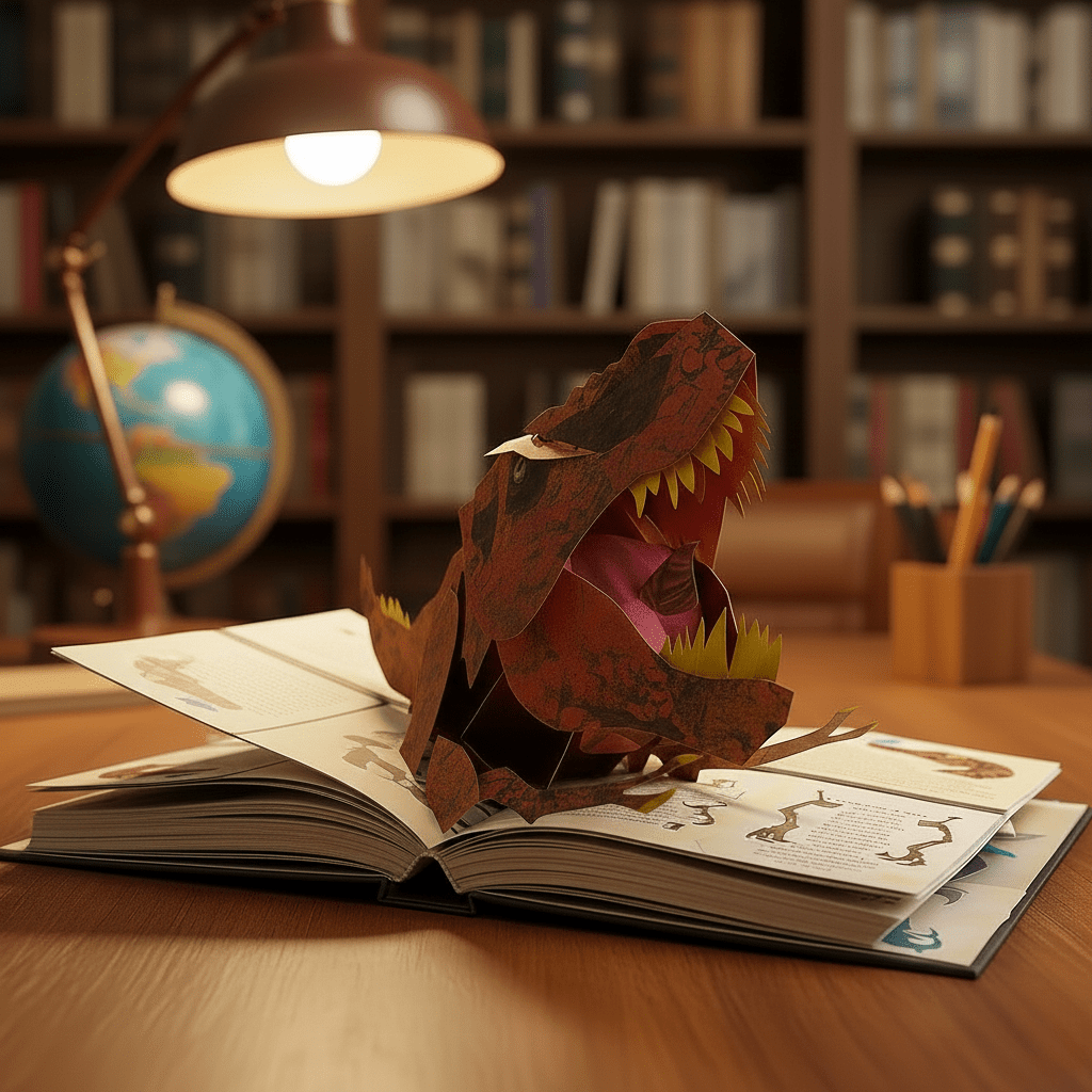 Książka dla Dzieci 3D Pop-up o Dinozaurach z Interaktywnymi Ilustracjami Edukacyjnymi
