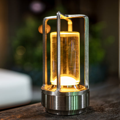 Lampa stołowa LED z kryształowym kloszem i regulacją jasności USB