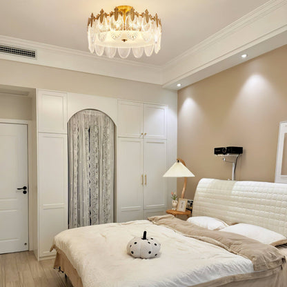 Żyrandol szklany okrągły E14 z regulowaną wysokością zawieszenia