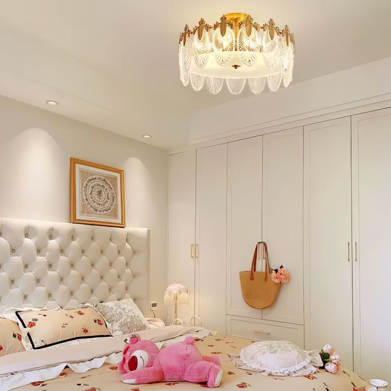 Żyrandol szklany okrągły E14 z regulowaną wysokością zawieszenia