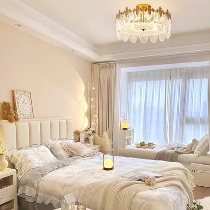 Żyrandol szklany okrągły E14 z regulowaną wysokością zawieszenia