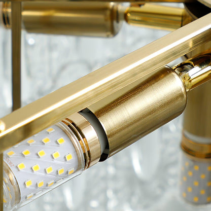 Żyrandol szklany okrągły E14 z regulowaną wysokością zawieszenia