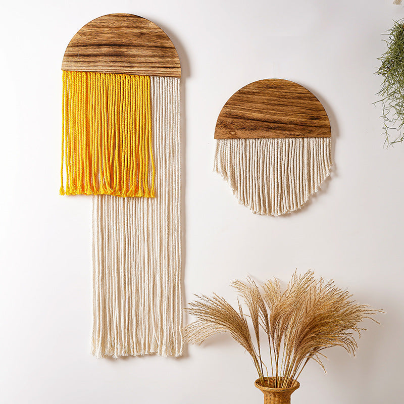 Décoration murale en macramé avec franges (2 pièces)
