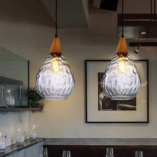 Lampa wisząca szklana w kształcie kropli