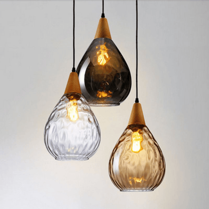 Lampa Wisząca z Szklanym Kloszem w Kształcie Kropli i Oprawą E27