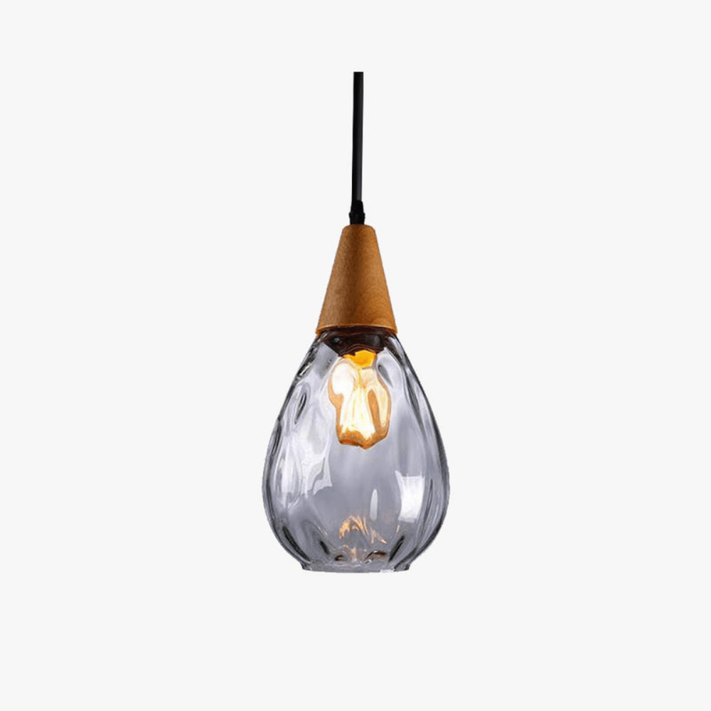 Lampa Wisząca z Szklanym Kloszem w Kształcie Kropli i Oprawą E27