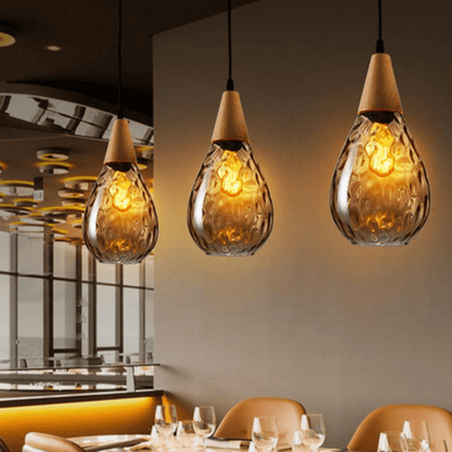 Lampa Wisząca z Szklanym Kloszem w Kształcie Kropli i Oprawą E27