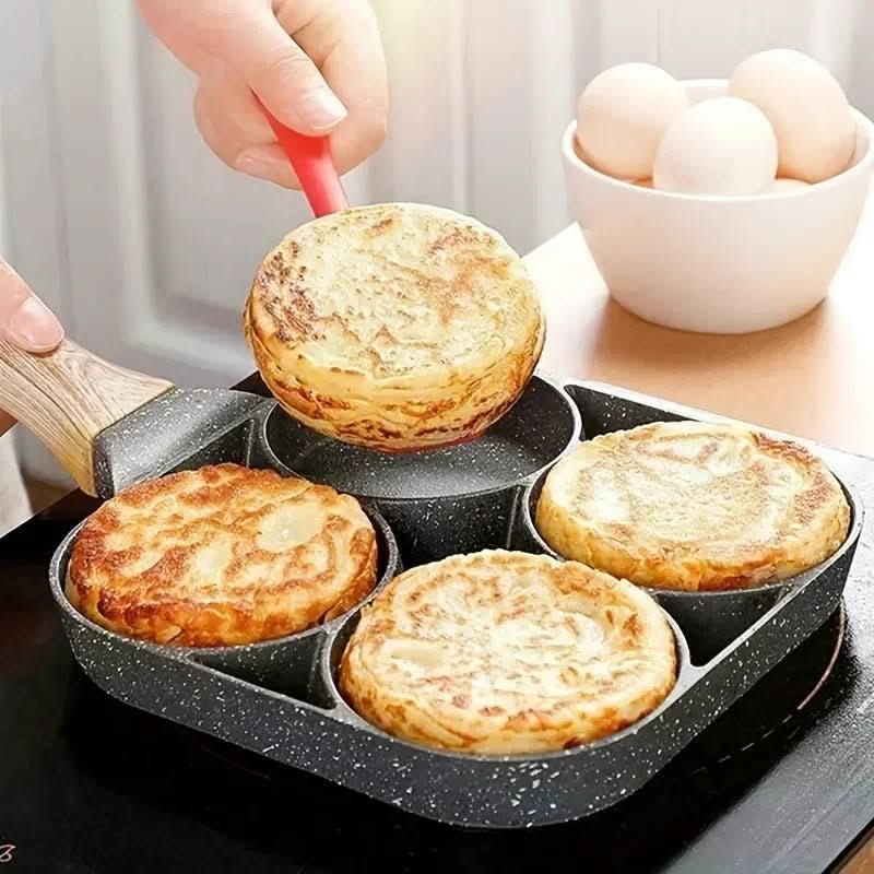 Patelnia z 4 Okrągłymi Komorami i Powłoką Nieprzywierającą do Jajek, Naleśników i Mini Burgerów
