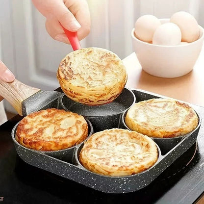 Patelnia z 4 Okrągłymi Komorami i Powłoką Nieprzywierającą do Jajek, Naleśników i Mini Burgerów