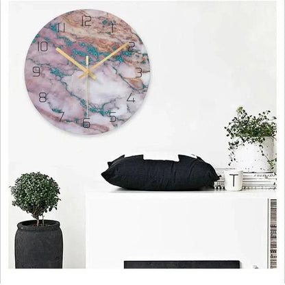 Marble-effect wall clock