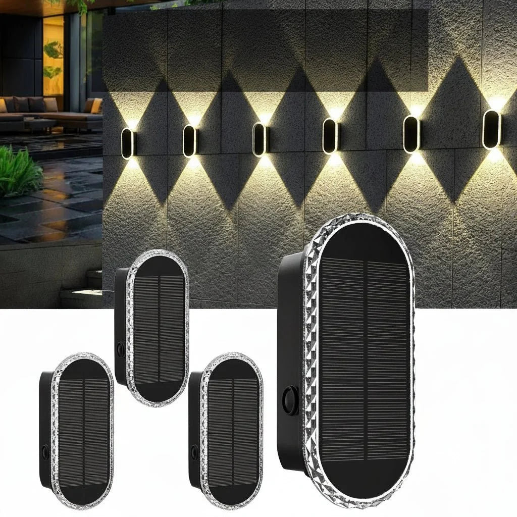 Solarna Lampa Ogrodzeniowa LED z 3 Trybami Świecenia i Czujnikiem Zmierzchu