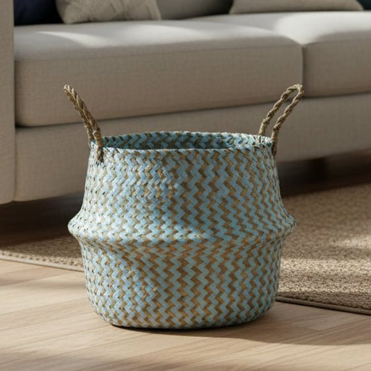 Foldable wicker basket