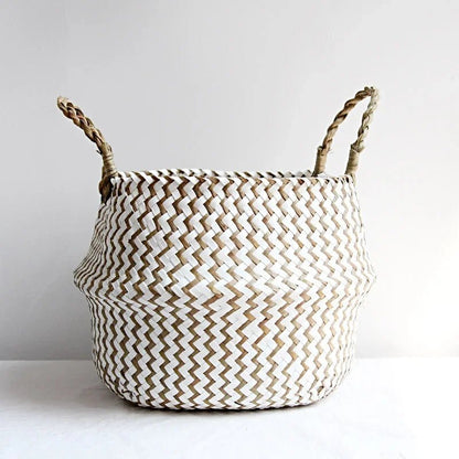 Foldable wicker basket