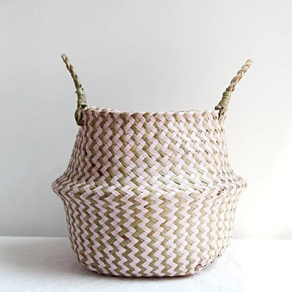 Foldable wicker basket