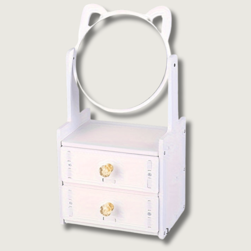 Cosmetic mirror with storage compartment