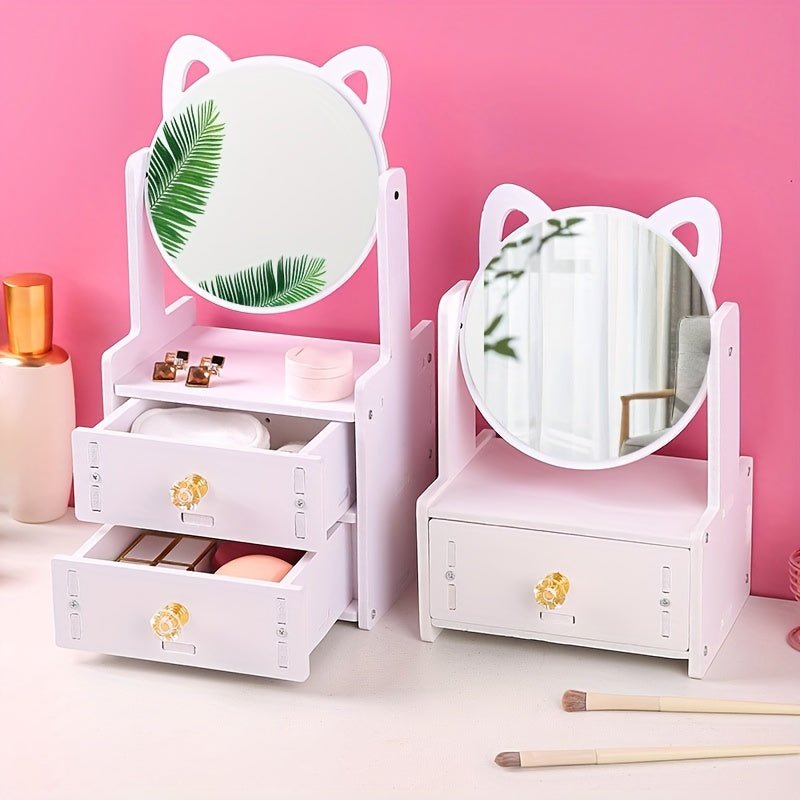 Cosmetic mirror with storage compartment