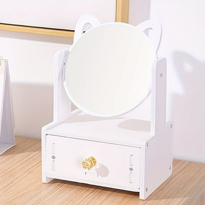 Cosmetic mirror with storage compartment