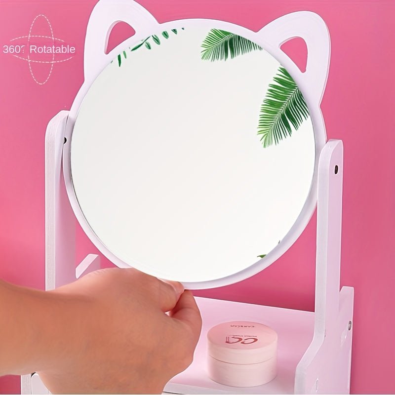 Cosmetic mirror with storage compartment