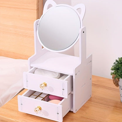 Cosmetic mirror with storage compartment