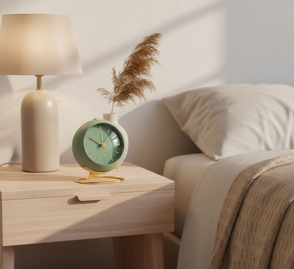 Retro alarm clock with a silent mechanism