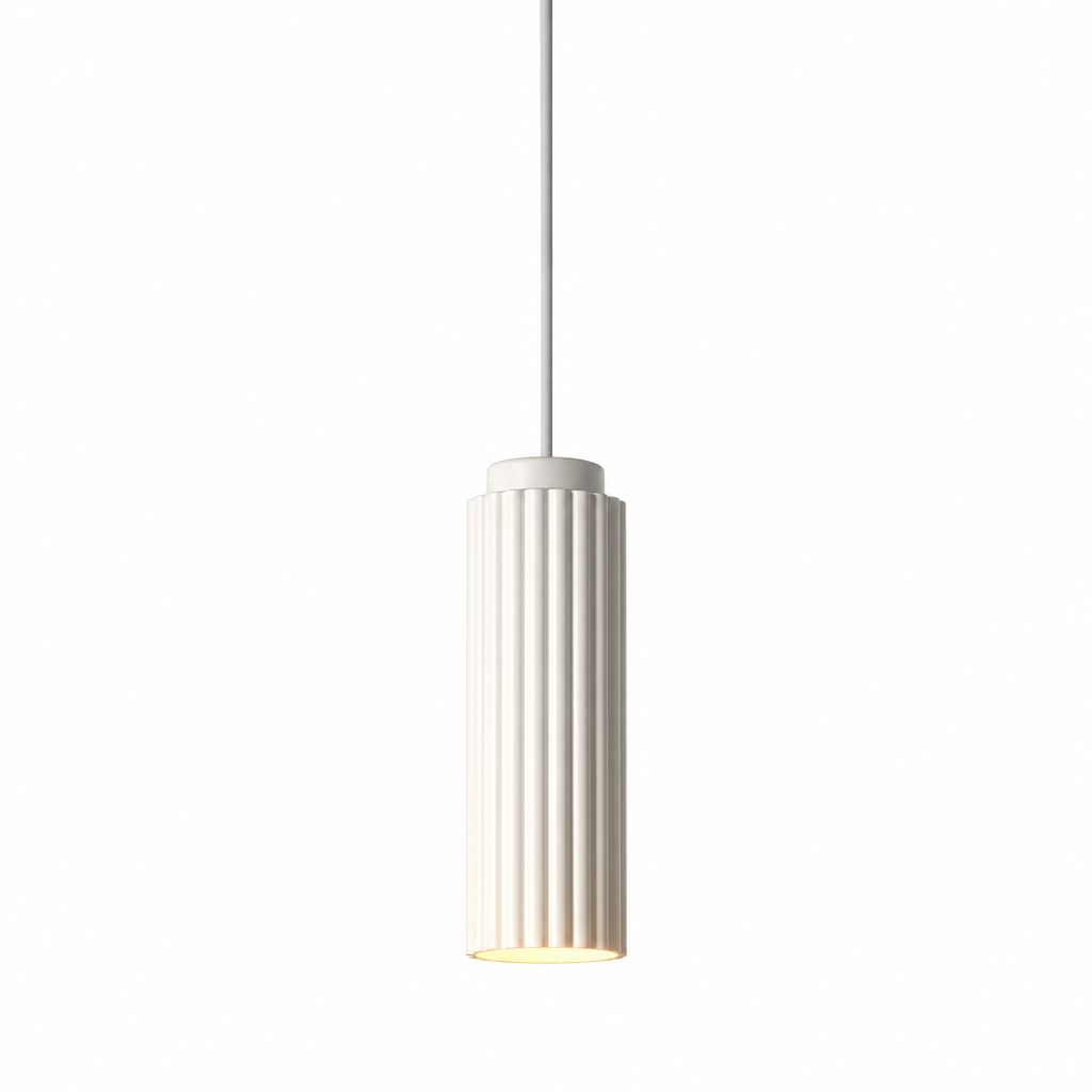 Lampe suspendue avec abat-jour nervuré