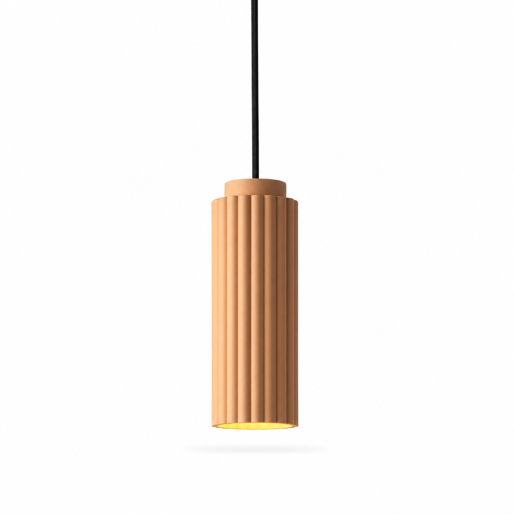 Lampe suspendue avec abat-jour nervuré