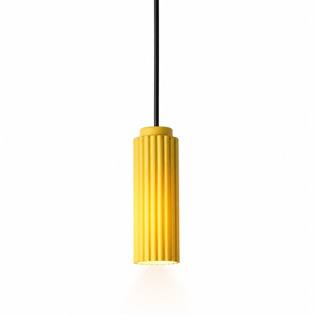 Lampe suspendue avec abat-jour nervuré