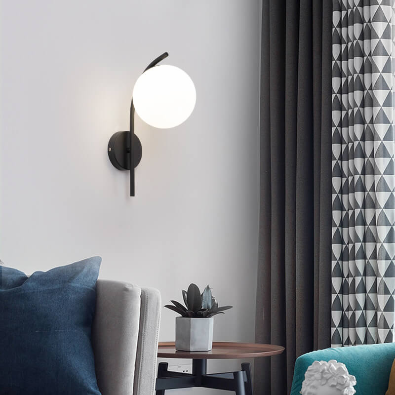 Wall lamp with a spherical shade