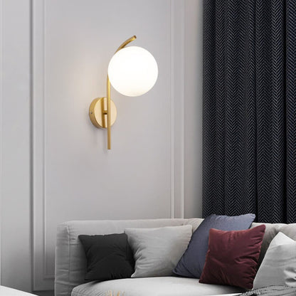 Wall lamp with a spherical shade
