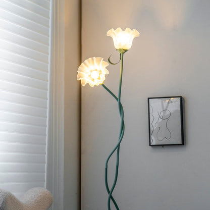 Lampa podłogowa LED E27 z motywem kwiatowym 2–3 punkty świetlne do salonu
