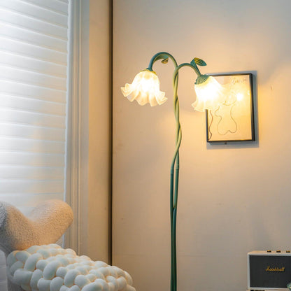 Lampa podłogowa LED E27 z motywem kwiatowym 2–3 punkty świetlne do salonu