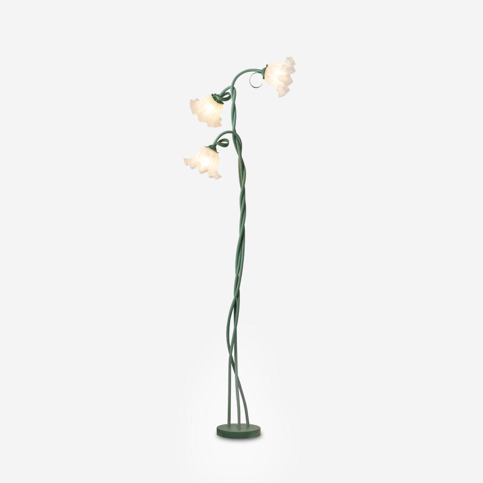 Lampa podłogowa LED E27 z motywem kwiatowym 2–3 punkty świetlne do salonu