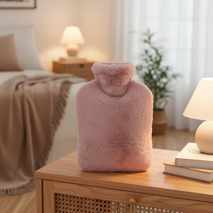 Hot-water bottle with a soft cover
