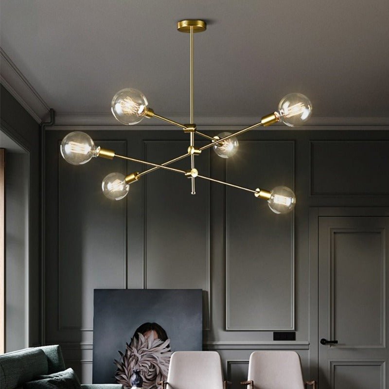 Żyrandol Sputnik E27 w stylu mid-century z metalu i aluminium do salonu i biura
