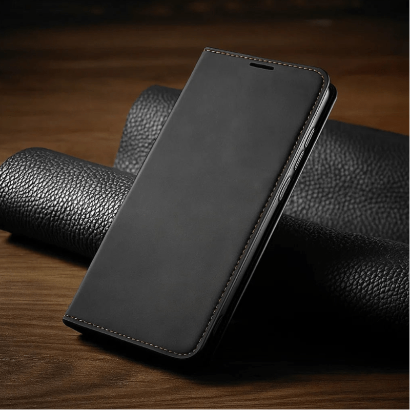 Skórzane Etui Magnetyczne do iPhone z Zapięciem Magnetycznym