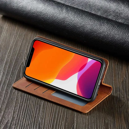 Skórzane Etui Magnetyczne do iPhone z Zapięciem Magnetycznym
