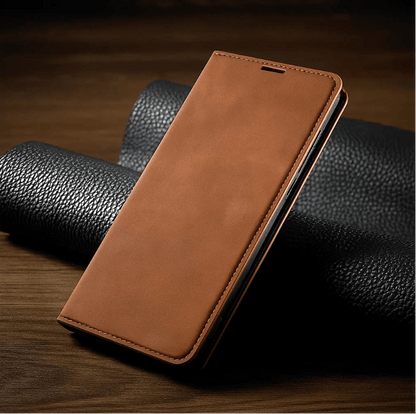 Skórzane Etui Magnetyczne do iPhone z Zapięciem Magnetycznym