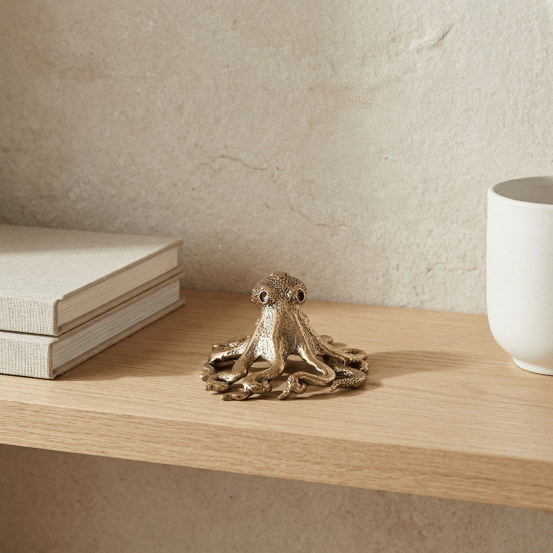 Brass octopus sculpture