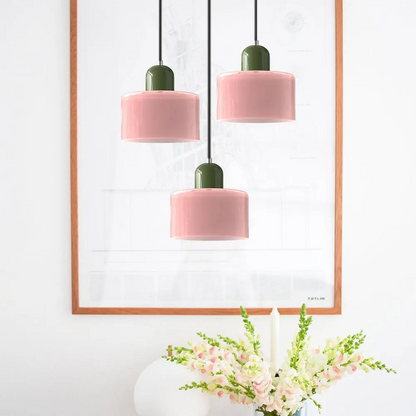 Lampe suspendue à abat-jour rose réglable