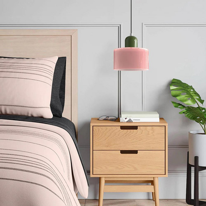 Lampe suspendue à abat-jour rose réglable
