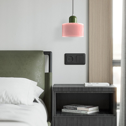 Lampe suspendue à abat-jour rose réglable