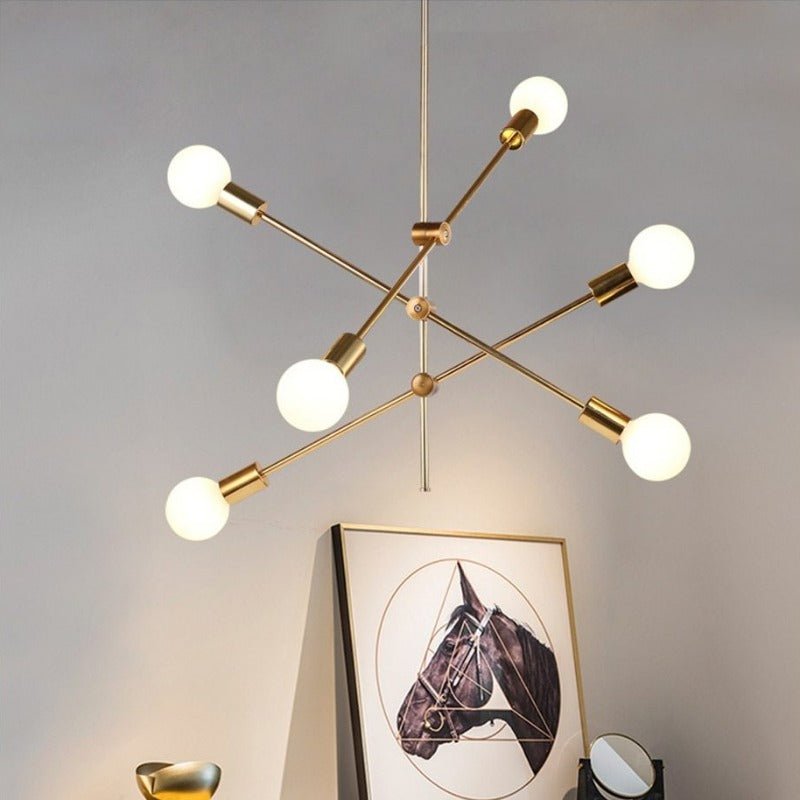 Żyrandol Sputnik E27 w stylu mid-century z metalu i aluminium do salonu i biura