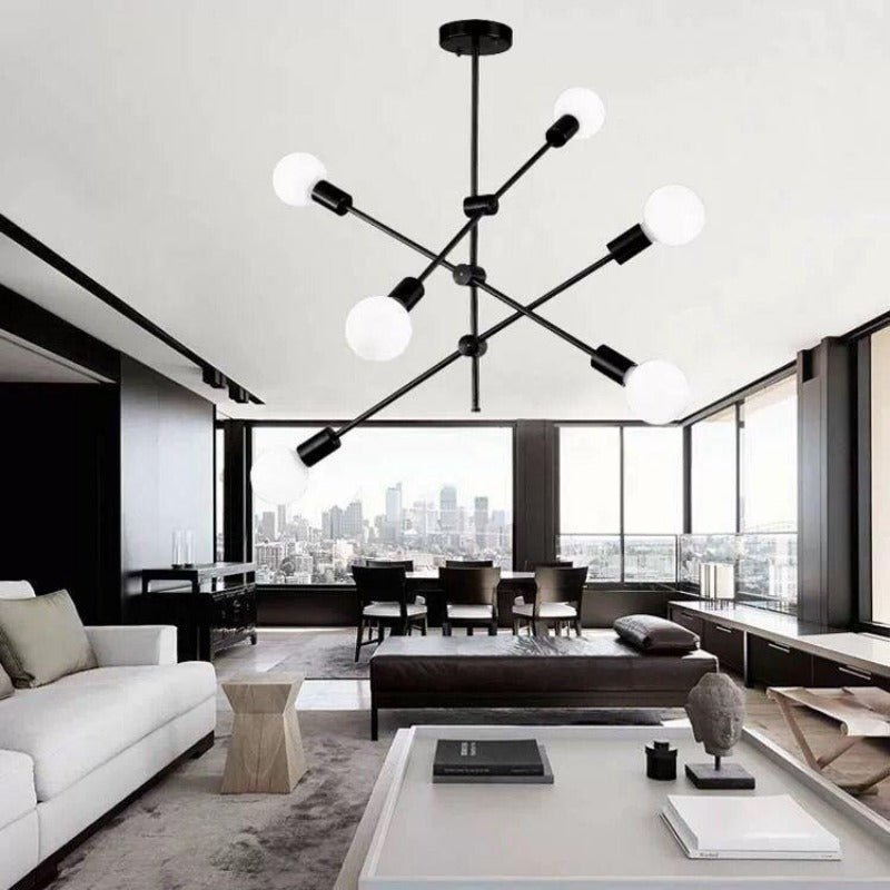 Żyrandol Sputnik E27 w stylu mid-century z metalu i aluminium do salonu i biura