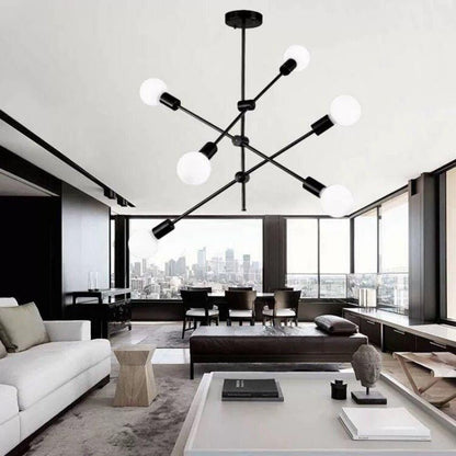 Żyrandol Sputnik E27 w stylu mid-century z metalu i aluminium do salonu i biura