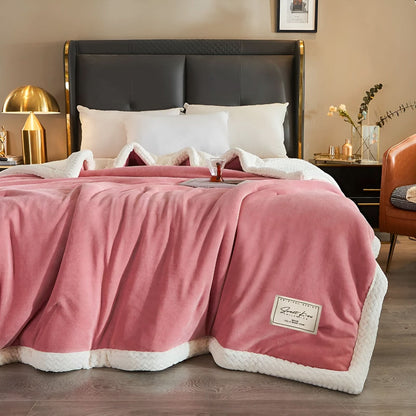 Double-sided quilted fleece blanket