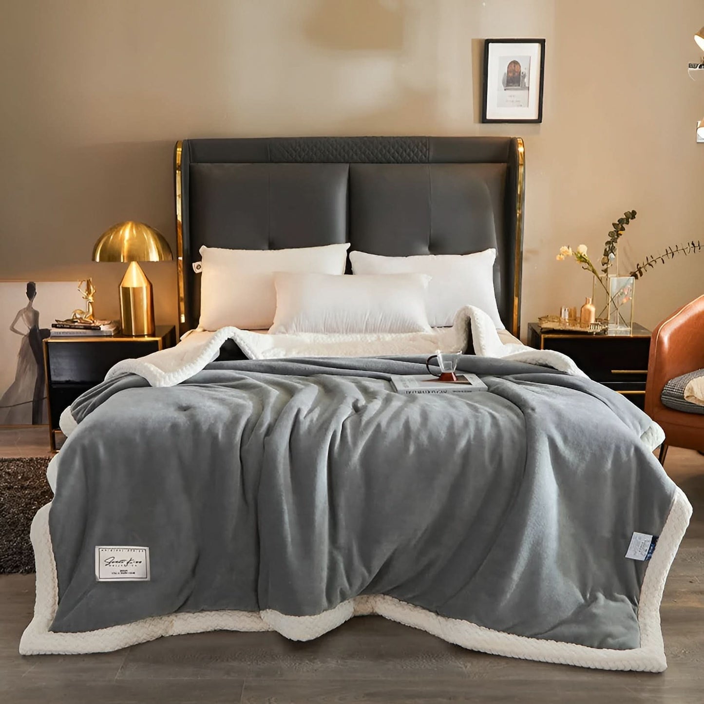 Double-sided quilted fleece blanket