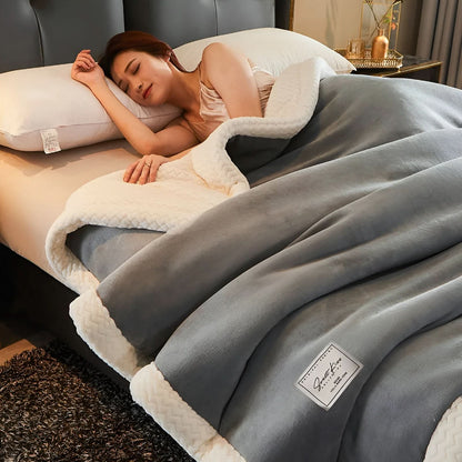 Double-sided quilted fleece blanket