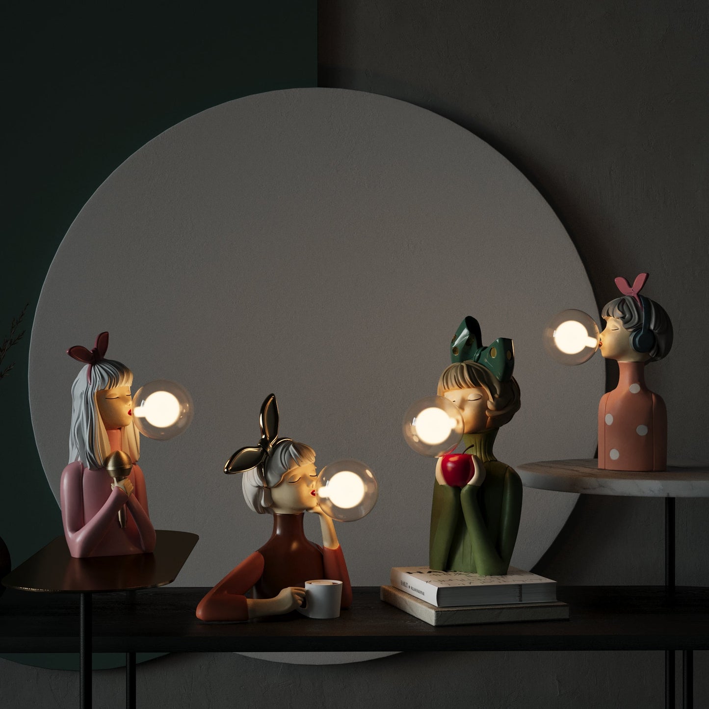 Lampa stołowa z kompozytu z kloszem tekstylnym i zasilaniem USB 110–240V